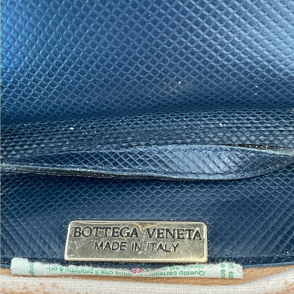 Vintage Bottega Veneta Blue Leather Crossbody AS IS w Dust Bag Mirror Italy - Picture 6 of 13